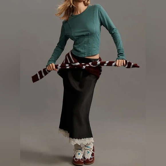 Pilcro Anthropologie Cotton Seamed Top, Turquoise, XXS/XS - Picture 2 of 10